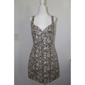 ZARA Snake Print Mini Dress Sheath‎ V Neck Sleeveless Women's Size L NWT